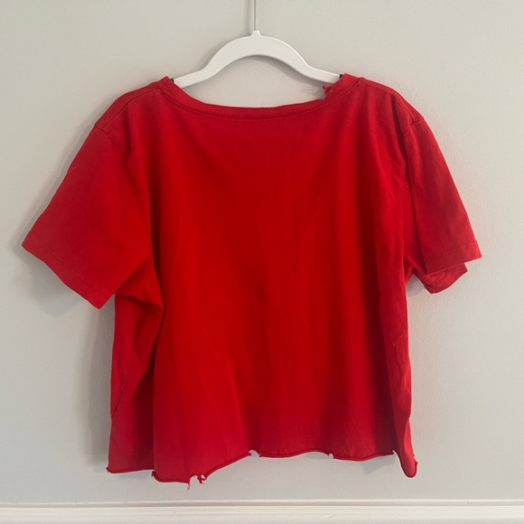 NWOT Prince Peter Los Angeles Rodeo Drive Red Distressed Cropped Graphic Tee - Picture 6 of 11